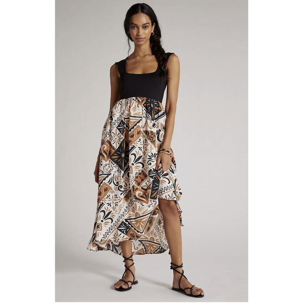 Anthropologie Sleeveless Printed Twofer Maxi Dress